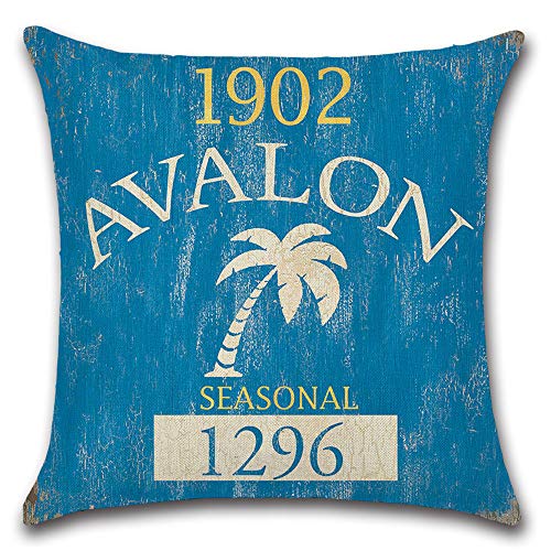 HuifengS Fundas de cojín cuadradas de Lino para sofás o Camas, Estilo Marinero, Estilo Retro, Juego de 4 Fundas de cojín, 45 x 45 cm