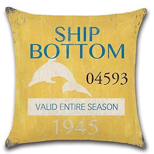 HuifengS Fundas de cojín cuadradas de Lino para sofás o Camas, Estilo Marinero, Estilo Retro, Juego de 4 Fundas de cojín, 45 x 45 cm