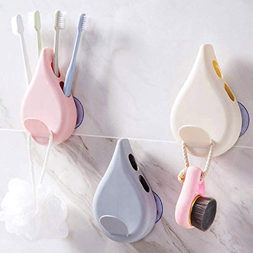 HUIHUAN 3Pcs Soporte para cepillo de dientes Forma de gota de agua Ventosa libre de golpes Conjunto para lavado de cepillo de dientes Conjunto de cepillo de dientes Rack de pasta de dientes de pared