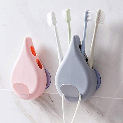 HUIHUAN 3Pcs Soporte para cepillo de dientes Forma de gota de agua Ventosa libre de golpes Conjunto para lavado de cepillo de dientes Conjunto de cepillo de dientes Rack de pasta de dientes de pared