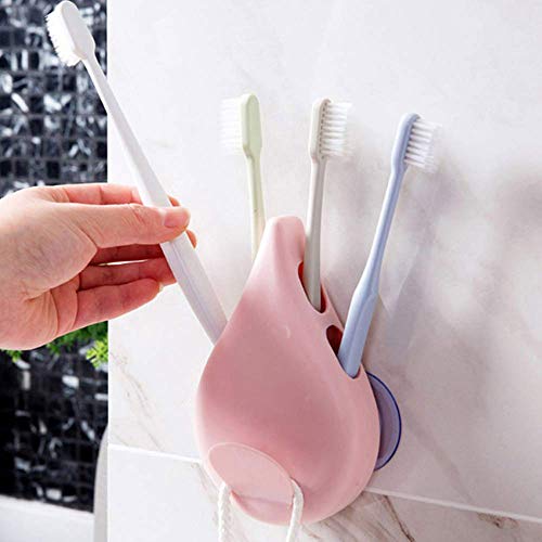 HUIHUAN 3Pcs Soporte para cepillo de dientes Forma de gota de agua Ventosa libre de golpes Conjunto para lavado de cepillo de dientes Conjunto de cepillo de dientes Rack de pasta de dientes de pared