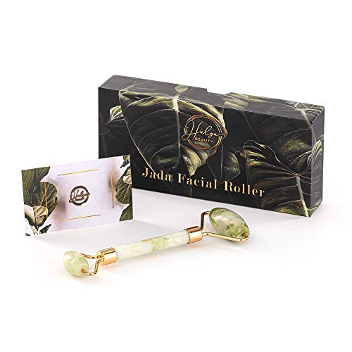 Hulya – Rodillo de jade para la cara – Masajeador facial antienvejecimiento – Rodillo facial anti arrugas , instrumento de belleza contra las ojeras y la hinchazón de la piel