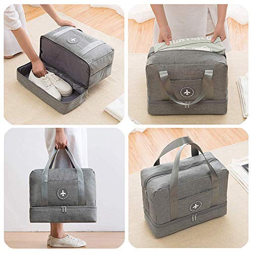 Húmedo y Seco de Separación Estanco Paquete Lavado Viaje Bolsa Neceser Maquillaje Bolsa Almacenamiento de Viaje Bolsa Impermeable Multifuncional Bolsa para Hombre y Mujer (Gris)