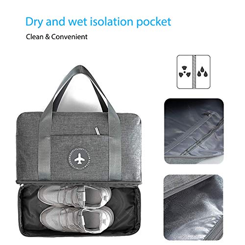 Húmedo y Seco de Separación Estanco Paquete Lavado Viaje Bolsa Neceser Maquillaje Bolsa Almacenamiento de Viaje Bolsa Impermeable Multifuncional Bolsa para Hombre y Mujer (Gris)