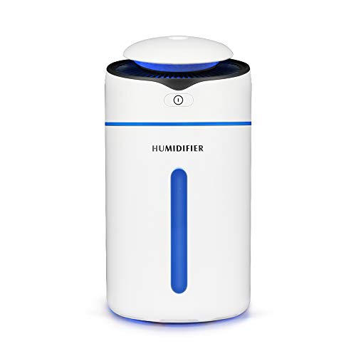 Humidificador de aire ultrasónico de 300 ml, modo de niebla ajustable, humidificador portátil, apagado automático, silencioso, bueno para el sueño y la salud de la piel