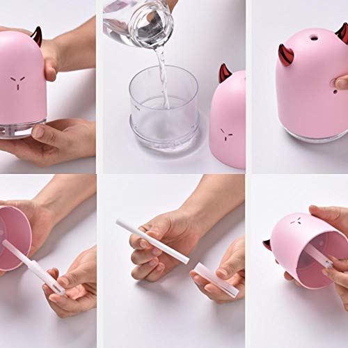Humidificador de luz de noche, pequeño diablo usb para aromaterapia, hidratante, purificador de aire, atomizador, blanco, 86 mm * 86 mm * 120 mm