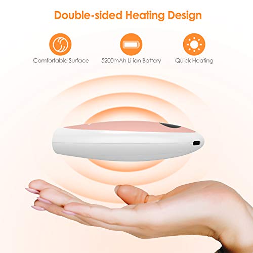 HUMTUS Calentadores de Manos Recargables Cargador USB de 5200mAh Tipo C con Pantalla LCD Calentadores de Manos Eléctrico Reutilizable con Calefacción Lateral Doble Regalo para Todo el Invierno