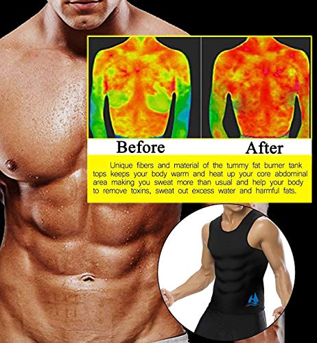 HuntDream Body Shaper para Hombre Tummy Fat Burner Sweat Tank Top Workout Shapewear