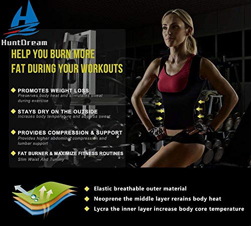 HuntDream Neopreno Sauna Entrenador para la Cintura Corsé Chaleco Sudor Sudadera Pérdida de Peso