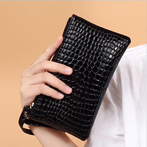 Huntgold - Cartera/Pochette de mujer con cremallera - Color negro - 1 unidad