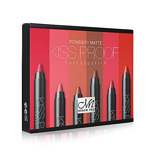 HuntGold - Juego de 6 lápices labiales mate a prueba de besos para desmaquillar pintalabios