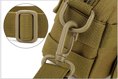 Huntvp Bolsa Táctical Bolsa de Hombro Mochila de Bandolera Estilo Militar Riñoneras de Múltiple Función Mochila Ejércita Bolso Impermeable, Marrón