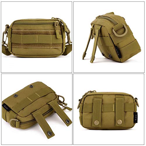Huntvp Bolsa Táctical Bolsa de Hombro Mochila de Bandolera Estilo Militar Riñoneras de Múltiple Función Mochila Ejércita Bolso Impermeable, Marrón