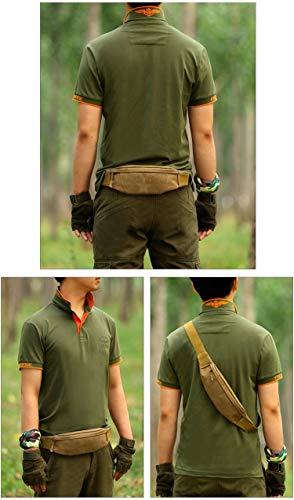 Huntvp Riñonera Táctica Mochila Deportiva Militar Bolso Cinturon Impermeable para Senderismo Ciclismo Camping Caza, Negro/Marrón