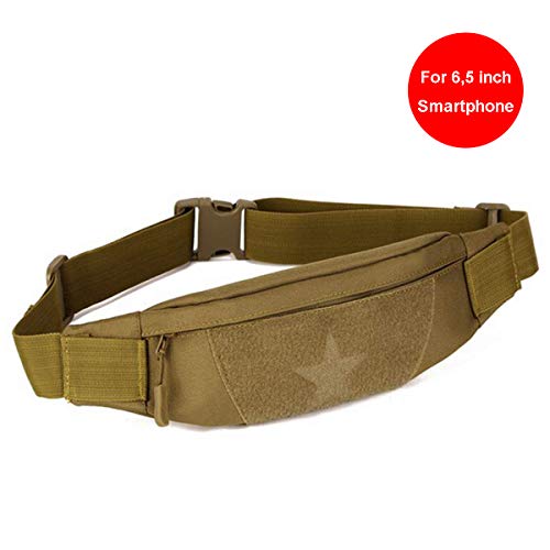 Huntvp Riñonera Táctica Mochila Deportiva Militar Bolso Cinturon Impermeable para Senderismo Ciclismo Camping Caza, Negro/Marrón