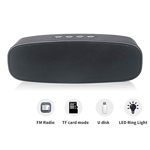 HUSAN Altavoz inalámbrico Bluetooth con ranura para tarjeta AUX/USB/TF, altavoz estéreo portátil para exteriores con audio FM HD, graves mejorados, controlador dual, llamadas con manos libres