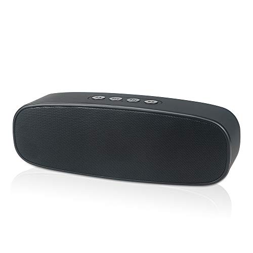 HUSAN Altavoz inalámbrico Bluetooth con ranura para tarjeta AUX/USB/TF, altavoz estéreo portátil para exteriores con audio FM HD, graves mejorados, controlador dual, llamadas con manos libres