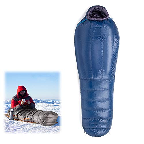HXXXIN Saco De Dormir De Momia De Plumón De Ganso Invierno 20D 400T Nylon Saco De Dormir Cálido Impermeable Portátil Camping Viaje,Azul