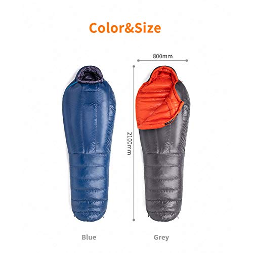 HXXXIN Saco De Dormir De Momia De Plumón De Ganso Invierno 20D 400T Nylon Saco De Dormir Cálido Impermeable Portátil Camping Viaje,Azul