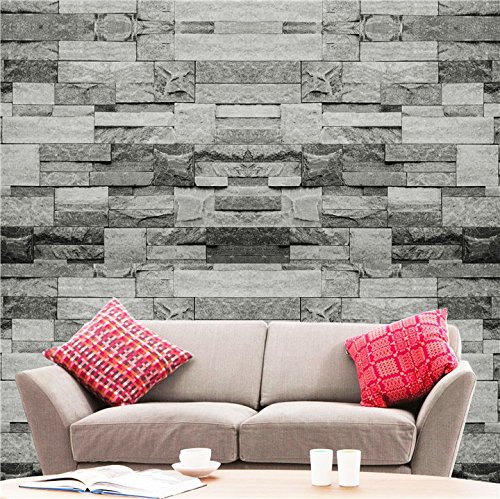 Hyfive Papel pintado efecto ladrillo 3D, natural, gris (10 x 0,53 m)