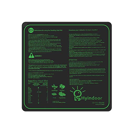 Hyindoor Almohadilla Calefactora para Plantas de Semillero Manta Térmica Impermeable de Plántuas Interior para Invernadero Hidropónico 50.8 x 50.8cm