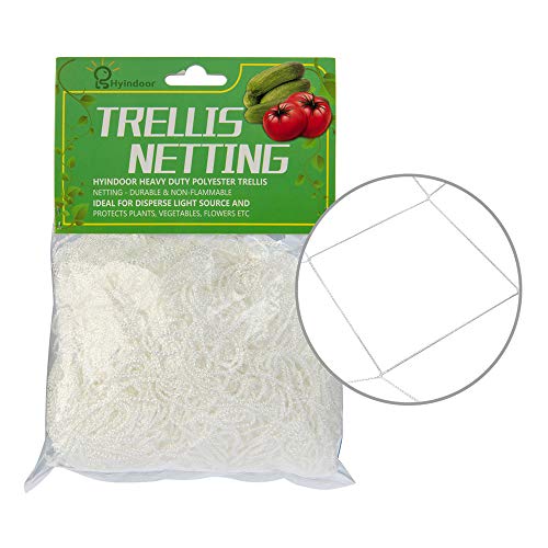 Hyindoor Malla Enrejada con Poliéster de Alta Resistencia, 6.75㎡ de Malla Blanca Suave en Jardinería, Red de Enrejado para Tienda de Cultivo (1.5m x 4.5m)