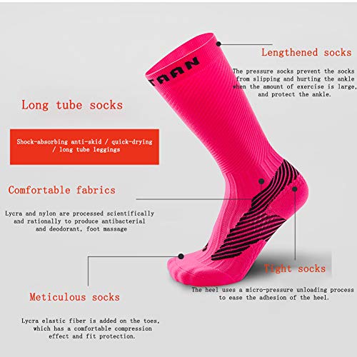 HYQ Medias De Compresión para Los Hombres/Mujeres (20-30 mmHg) Medias De Compresión para La Maratón/Atlética Deportes/Embarazo, Transpirable Y De Rápido Secado (3 Pares),Naranja,S/M