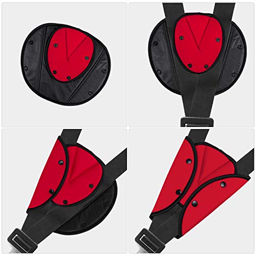 Hysagtek - 2 almohadillas ajustadoras para cinturón de seguridad, protección del posicionador de cinturón de seguridad (rojo + gris)