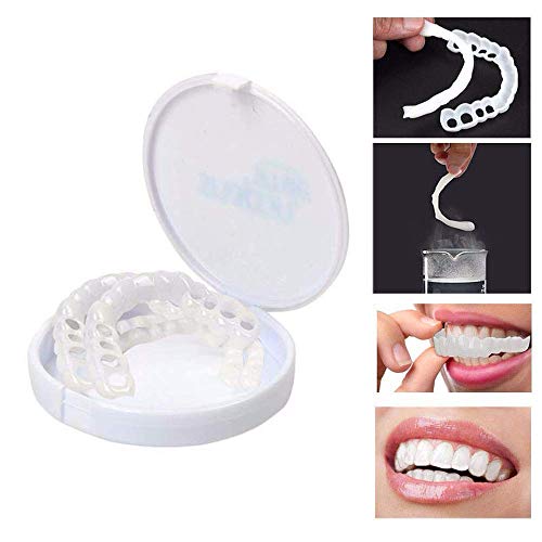 HZZ Diente De CosméTica Dentadura De Silicona Dientes Temporales Kit De Relleno CóModas Adulto Blanqueamiento Comfort CosméTicos,1 Pair (Upper Teeth Lower Teeth)
