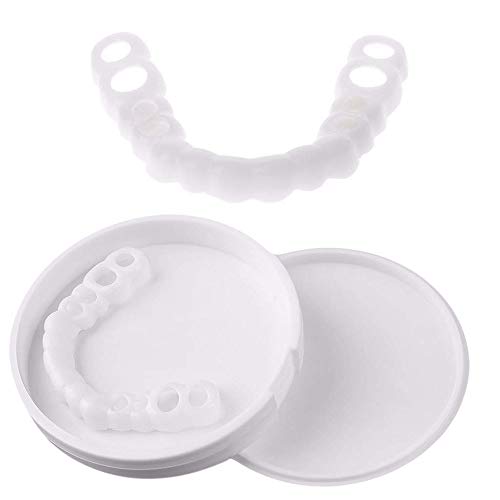 HZZ Diente De CosméTica Dentadura De Silicona Dientes Temporales Kit De Relleno CóModas Adulto Blanqueamiento Comfort CosméTicos,1 Pair (Upper Teeth Lower Teeth)