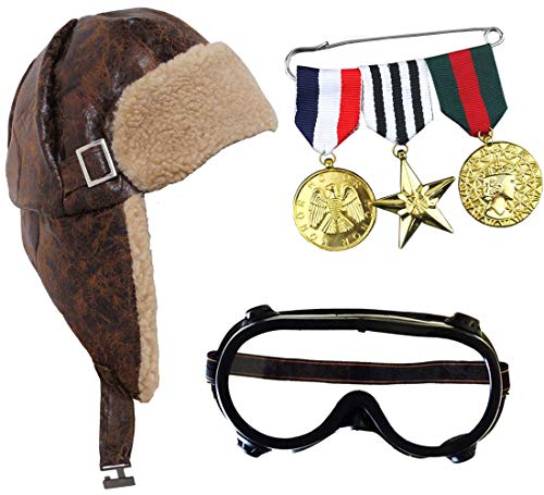 I LOVE FANCY DRESS LTD Conjunto DE Aviador con Gafas DE PILOTO, MEDALLAS Doradas Conjunto TEMATICO para Adultos