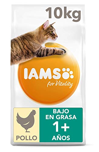 IAMS for Vitality Alimento bajo en grasa para Gatos Esterilizados con pollo fresco, 10 kg