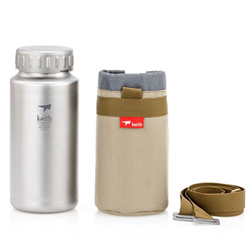 iBasingo 1.2L Botella De Agua De Titanio Deporte Al Aire Libre Gran Capacidad Frasco De Boca Ancha con Tapa Ciclismo Frasco Bebedero con Bolsa De Transporte Ti3036