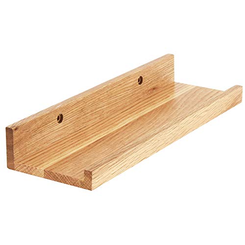 IBUYKE Estante de Madera Estante Flotante, Pared Creativo en Forma de U montado en la Pared Dormitorio Estante, para Sala de Estar Libros y Decoración, Color de Madera RF-GB543