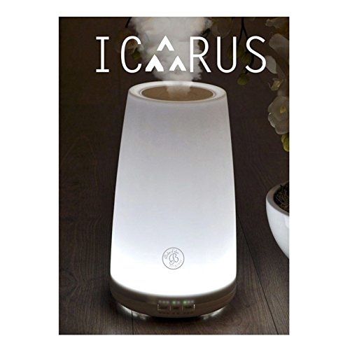 ICARUS Humidificador Ultrasónico con Lampara LED Difusor Aromaterapia y Fragancias. Incluye Control Remoto y Filtro Antibacteriano