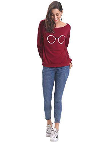 iClosam Camiseta Manga Larga Hombros Descubiertos Harry Potter Suelto Algodón Sweatshirt Moda y Comodo para Mujer
