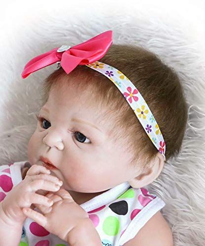 iCradle Reborn Baby Dolls 18 Pulgadas 45cm Muñecas Reborn Cuerpo Entero Silicona Realista Suave de Vinilo Lifelike Chica Bebé Reborn Niña Nacido Regalo de Juguete (Pink Headband)