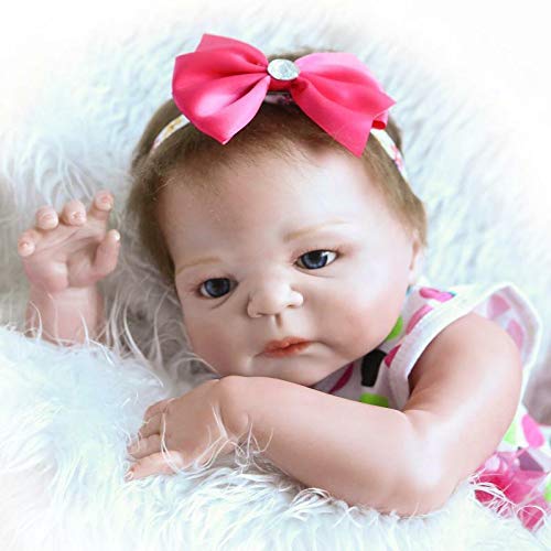 iCradle Reborn Baby Dolls 18 Pulgadas 45cm Muñecas Reborn Cuerpo Entero Silicona Realista Suave de Vinilo Lifelike Chica Bebé Reborn Niña Nacido Regalo de Juguete (Pink Headband)
