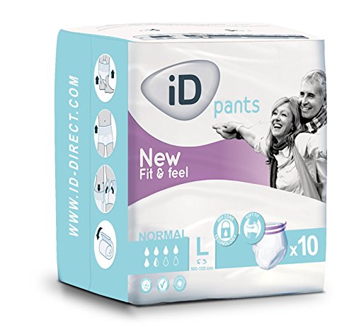 ID Expert Fit and Feel - Pañales desechables para adultos (Normal, 100-135 cm, talla L)