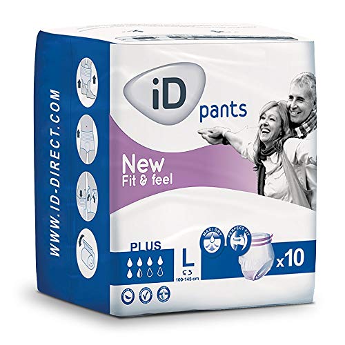 ID Expert Fit and Feel - Pañales desechables para adultos (Plus, 100-135 cm, talla L)