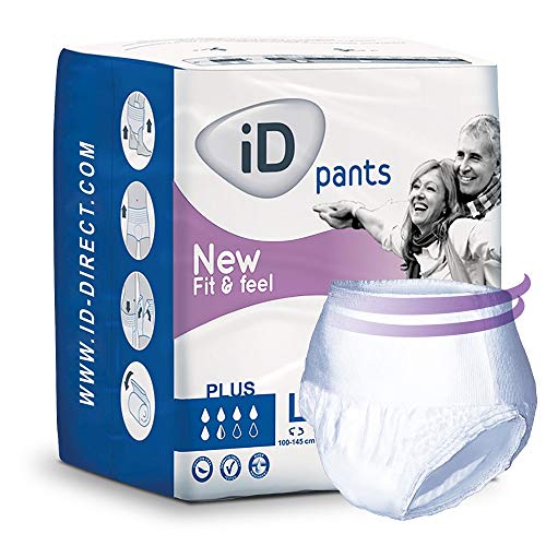 ID Expert Fit and Feel - Pañales desechables para adultos (Plus, 100-135 cm, talla L)