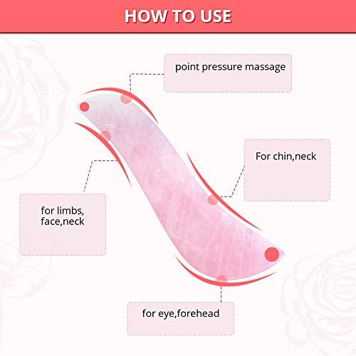 IDABAY Gua Sha, 4 Piezas de Herramienta de Masaje Cuarzo Rosa Piedra de Jade Herramienta de Belleza