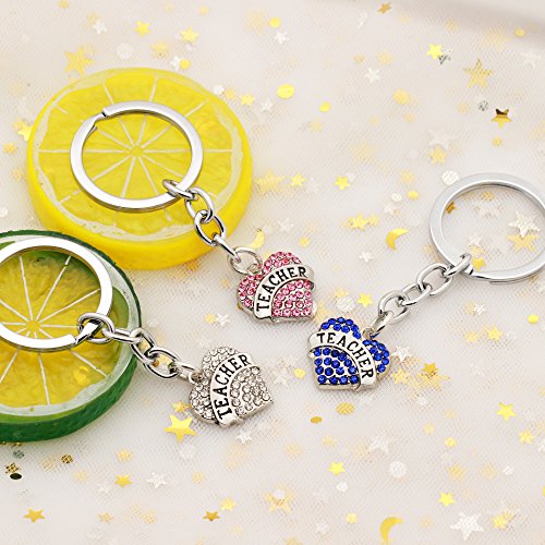 Idea de regalo de agradecimiento para maestros, 3 unidades de acero inoxidable llavero de regalo de graduación para profesor mejor amigo colgante joyería