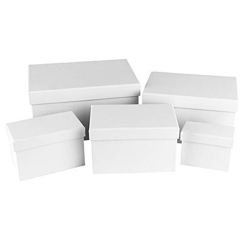 Ideas con corazón cajas de regalo con tapa, 5 cajas de cartón, 5 tamaños diferentes, grandes hasta pequeñas, de cartón estable, ideal para cumpleaños y bodas, rectangular, de 8 a 18 cm