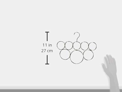 iDesign Perchas ahorra espacio, organizador de pañuelos antiarrugas de metal, colgador de accesorios con 8 anillos para chales, corbatas o cinturones, plateado