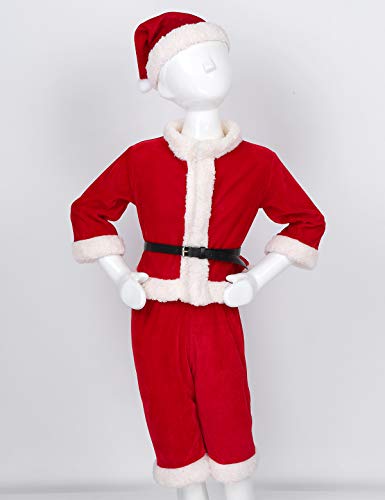 IEFIEL Disfraz Navidad Papá Noel Santa Claus para Bebé Niño Niña Vestido/Chaqueta Manga Larga Pantalones Gorro Traje Navideño Invierno Rojo Niño 2-3 Años