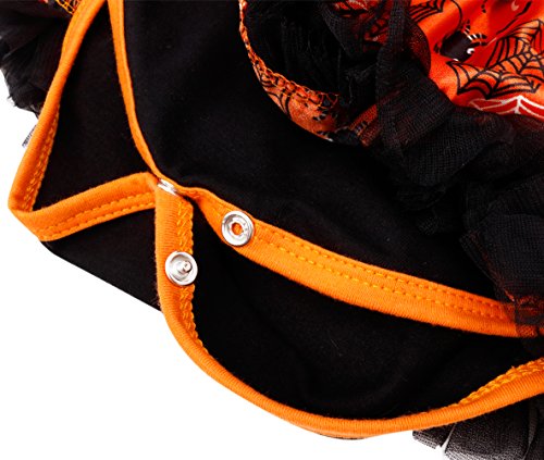 IEFIEL Vestido Calabaza para Bebe Niña Disfraz Halloween Cosplay Body Manga Cortas Conjunto Infantil Pelele con Tutú Banda de Cabeza Calientapiernas Zapatos Negro 0-3 meses