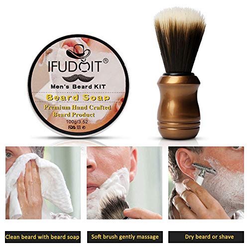 IFUDOIT Kit Barba Cuidado Para Hombres, Set Herramientas de Aseo y Recorte Con Champú Barba, Aceite Crecimiento Barba, Bálsamo, Cepillo, Peine, Tijeras, Guía Barba, Regalos para Hombres