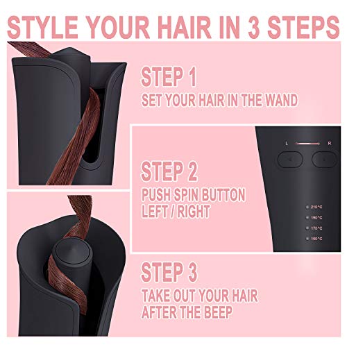 iGutech Rizador de pelo automático, Pinzas Rizador automático con barril iónico de cerámica y sensor inteligente antiadherente, tenazas rizadoras profesionales para cabello corto y largo