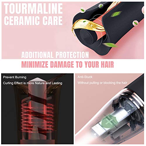 iGutech Rizador de pelo automático, Pinzas Rizador automático con barril iónico de cerámica y sensor inteligente antiadherente, tenazas rizadoras profesionales para cabello corto y largo